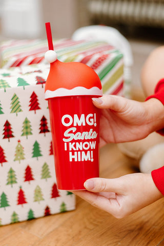 Red OMG Santa Tumbler Cup