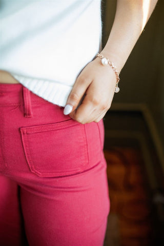 Red Patch Pocket Wide Leg Jeans | Select Trends Boutique