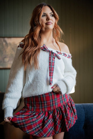 Red Plaid Balloon Hem Mini Skort - Select Trends Boutique