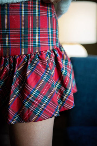 Red Plaid Balloon Hem Mini Skort - Select Trends Boutique