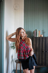 Red Plaid Sleeveless Babydoll Top