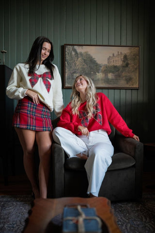 Red Plaid Wool Mini Skort | Select Trends Boutique