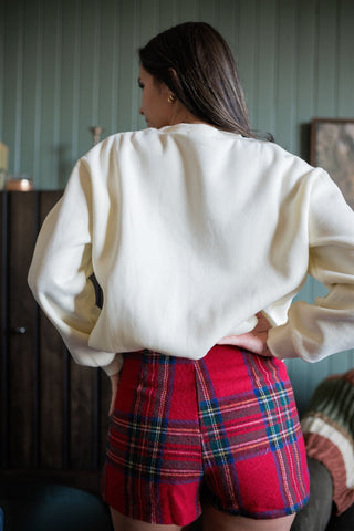 red plaid mini wool skort back view