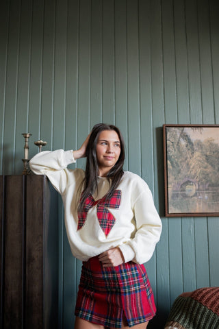 red plaid wool mini skort side view
