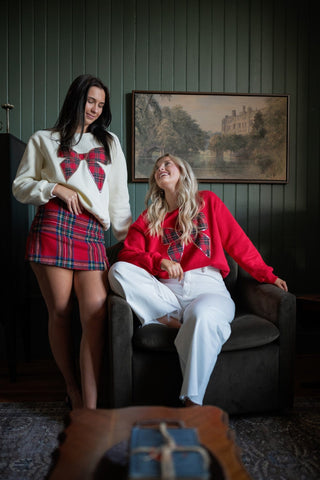 red plaid wool mini skort lifestyle image