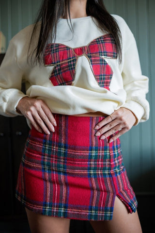 Red Plaid Wool Mini Skort | Select Trends Boutique