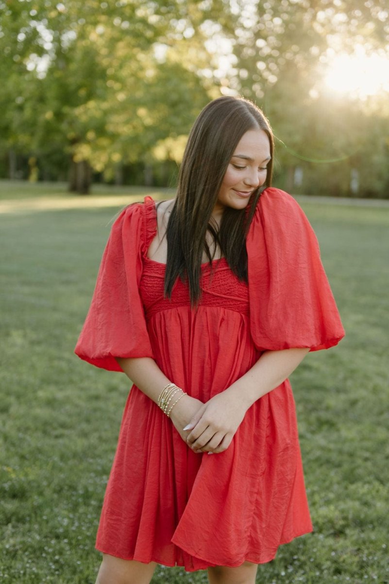 Red Puff Sleeve Smocked Mini Dress | Select Trends Boutique Red Puff Sleeve Smocked Mini Dress | Select Trends Boutique