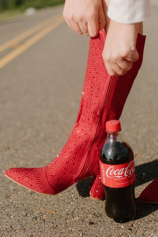 Red Rhinestone Boots | Select Trends Boutique