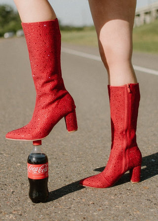 Red Rhinestone Boots | Select Trends Boutique