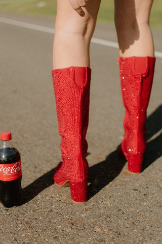 Red Rhinestone Boots | Select Trends Boutique