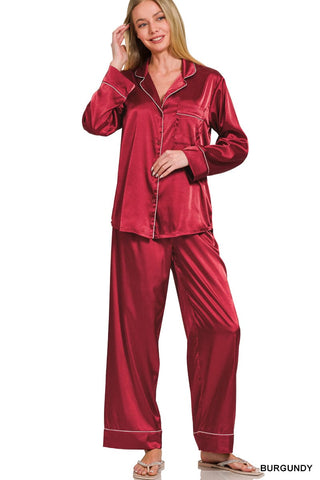 Red Satin Pj Pant Set | Select Trends Boutique