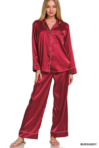 Red Satin Pj Pant Set | Select Trends Boutique