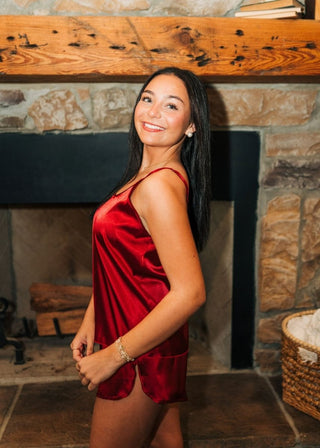 Red Satin PJ Short Set | Select Trends Boutique