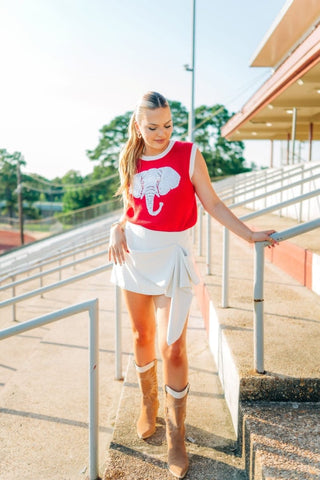 Red Sequin Elephant Knit Vest - Select Trends Boutique