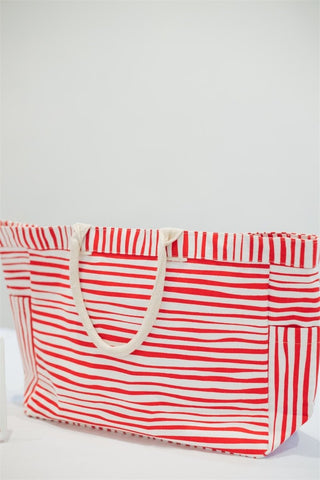Red Striped Tote Bag | Select Trends Boutique
