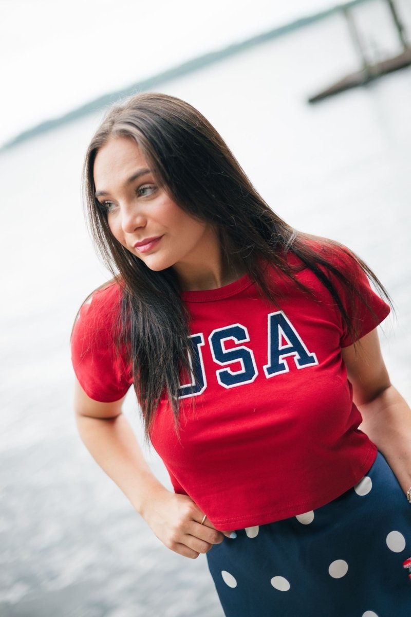 Red USA Fitted Tee