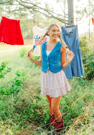 Red White & Blue Mini Skirt | Select Trends Boutique