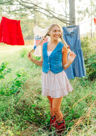 Red White & Blue Mini Skirt