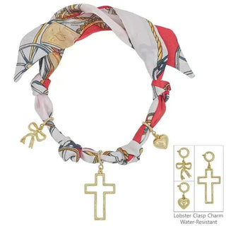 Red & White Charm Scarf Necklace | Select Trends Boutique