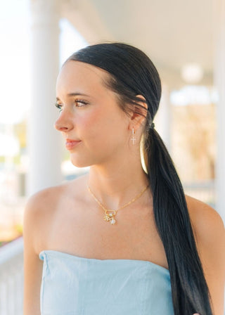 Rhinestone Cross Huggie Earrings | Select Trends Boutique