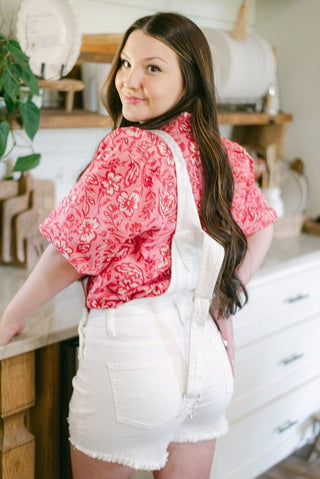 Risen White Denim Overall Shorts | Select Trends Boutique