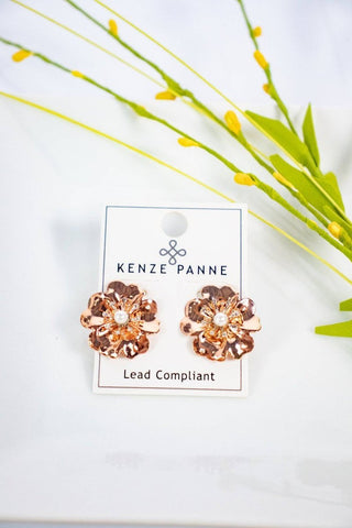 Rose Gold Flower Studs from Select Trends Boutique