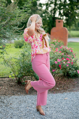 Rose Pink Wide Leg Jeans