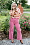 Rose Pink Wide Leg Jeans