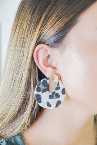 Round Leopard Earrings with Gold Detail from Select Trends Boutique
