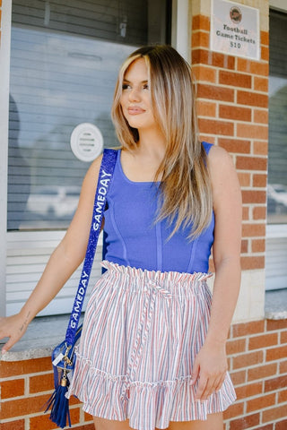 Royal Blue Knit Corset Top | Select Trends Boutique