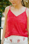 Ruby Red Sequin Sleeveless Cami - Select Trends Boutique