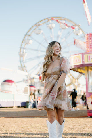 Rust Bandana Babydoll Dress