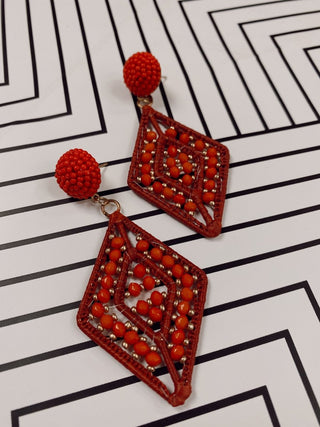 Rust Beaded Drop Earrings | Select Trends Boutique