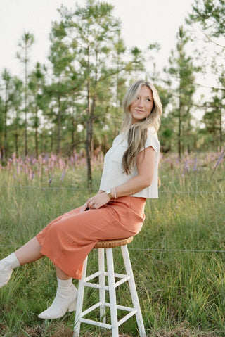 Rust Satin Maxi Skirt | Select Trends Boutique