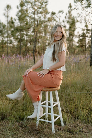 Rust Satin Maxi Skirt | Select Trends Boutique