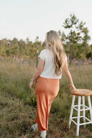 Rust Satin Maxi Skirt | Select Trends Boutique