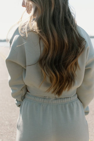 Sage Green Lounge Set Crop Sweatshirt from Select Trends Boutique