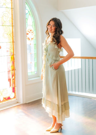 Sage Green Ruffle Midi Dress | Select Trends Boutique