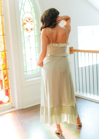 Sage Green Ruffle Midi Dress | Select Trends Boutique