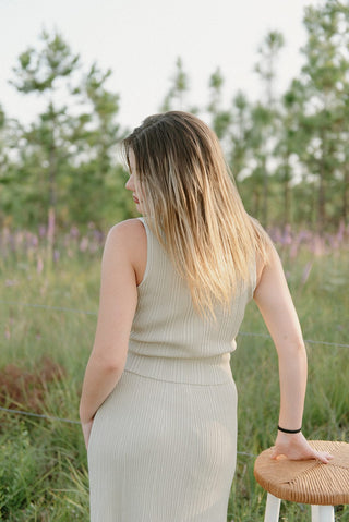 Sage Knit Set Square Neck Tank Top
