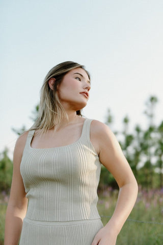 Sage Knit Set Square Neck Tank Top | Select Trends Boutique