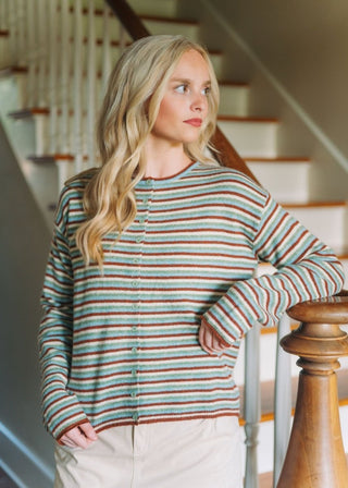Sage Striped Button Up Cardigan | Select Trends Boutique