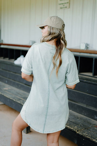 Sage Wash T-Shirt Mini Dress