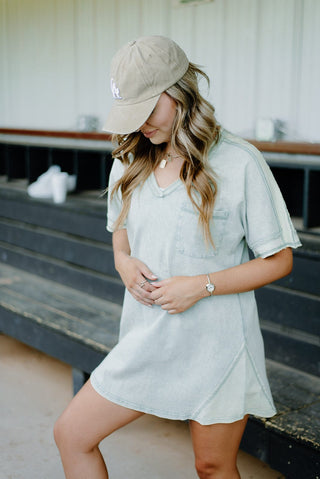 Sage Wash T-Shirt Mini Dress