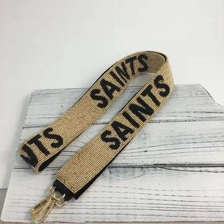 Saints Black & Gold Beaded Bag Strap | Select Trends Boutique