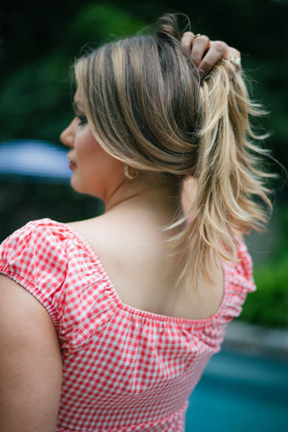 Red Gingham Front Tie Maxi Dress