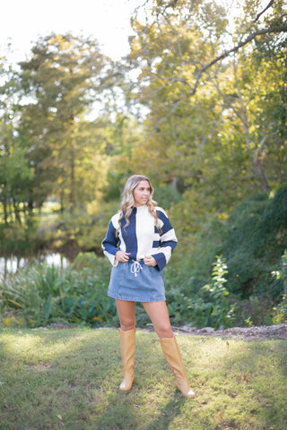 Denim Drawstring Mini Skort