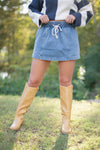 Denim Drawstring Mini Skort