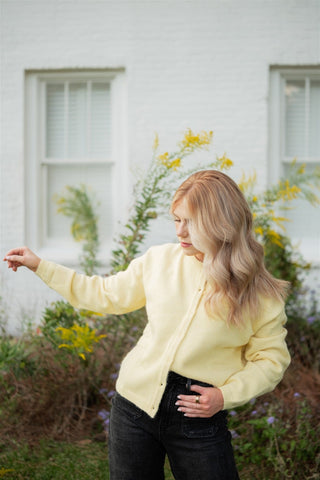Yellow Cozy Button Up Sweater