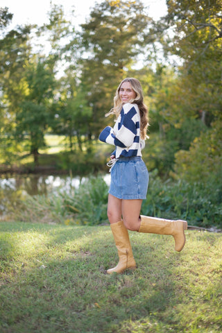 Denim Drawstring Mini Skort